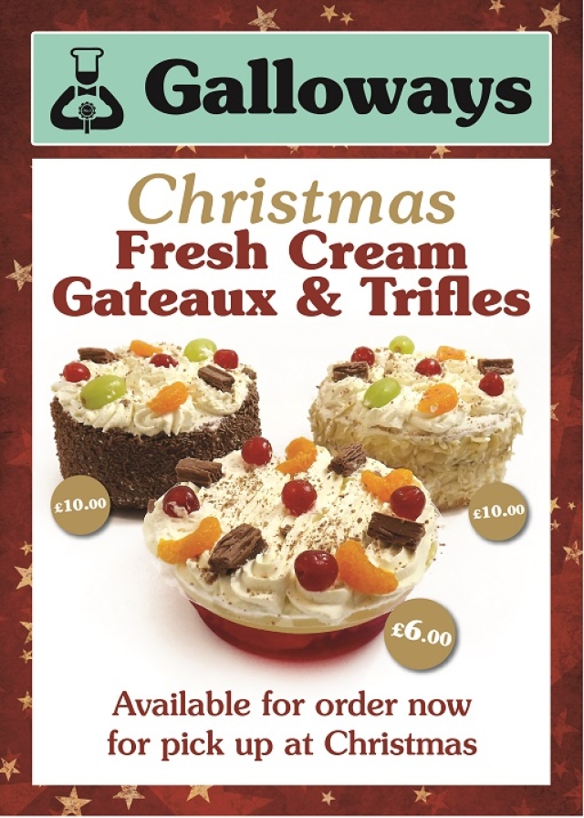 Pre-order Fresh Cream Gateaux and Trifles for Christmas